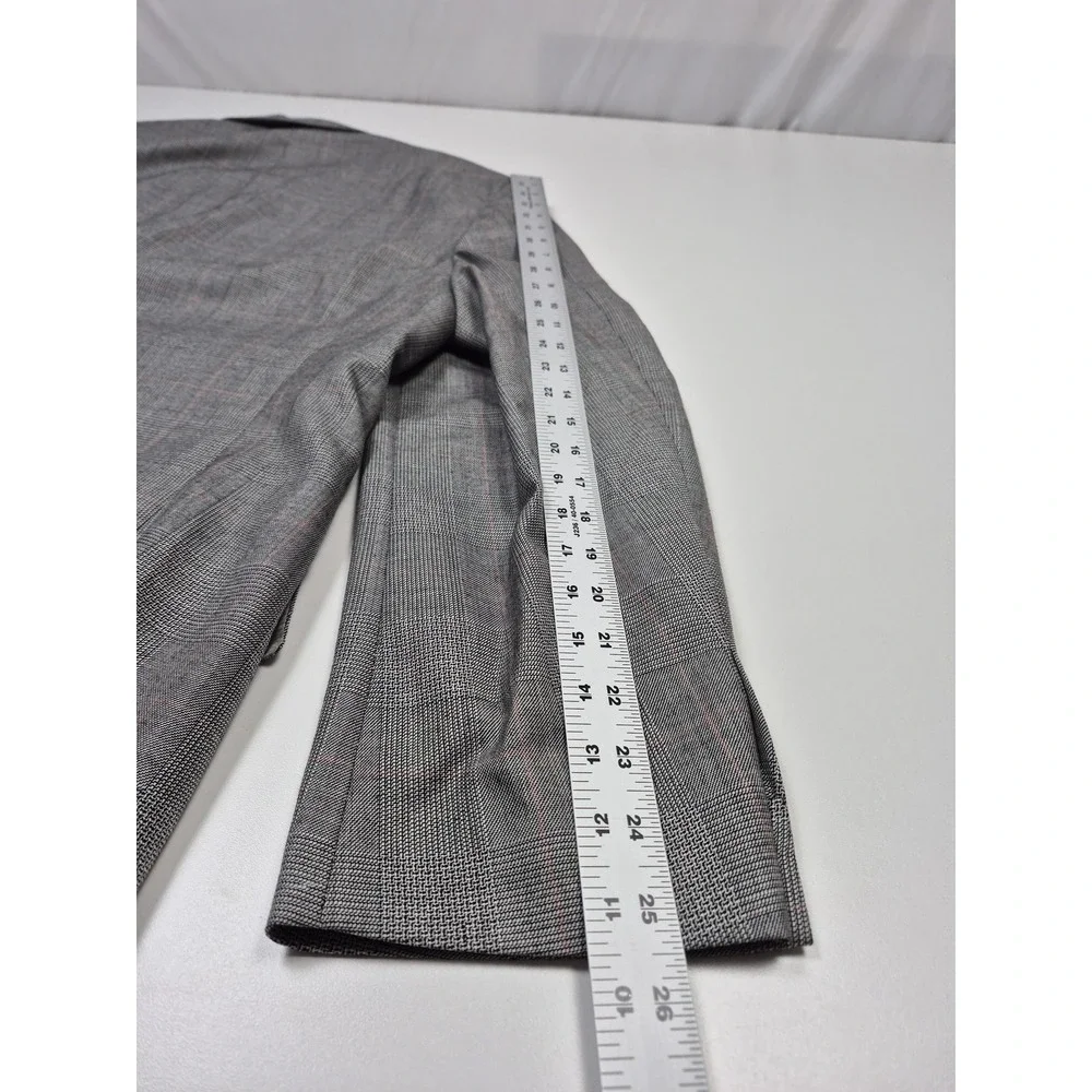 VTG Sansabelt Suit Mens 48 Gray Poly Wool Plaid Tweed 2 Piece 44x36 USA NWT